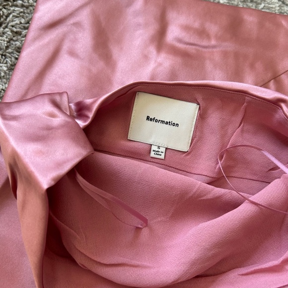 NWT Reformation Joanna Silk Midi Dress in Blush Pink - Picture 6 of 9